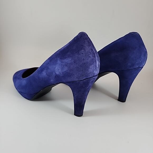 Clarks Indigo Suede Leather Chic Purple Platform Pumps - Round Toe Size 9M - Picture 3 of 8